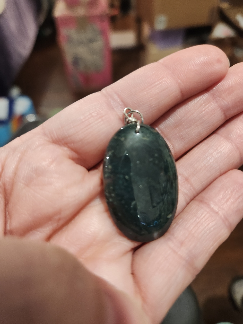 Moss Agate Slice Pendant